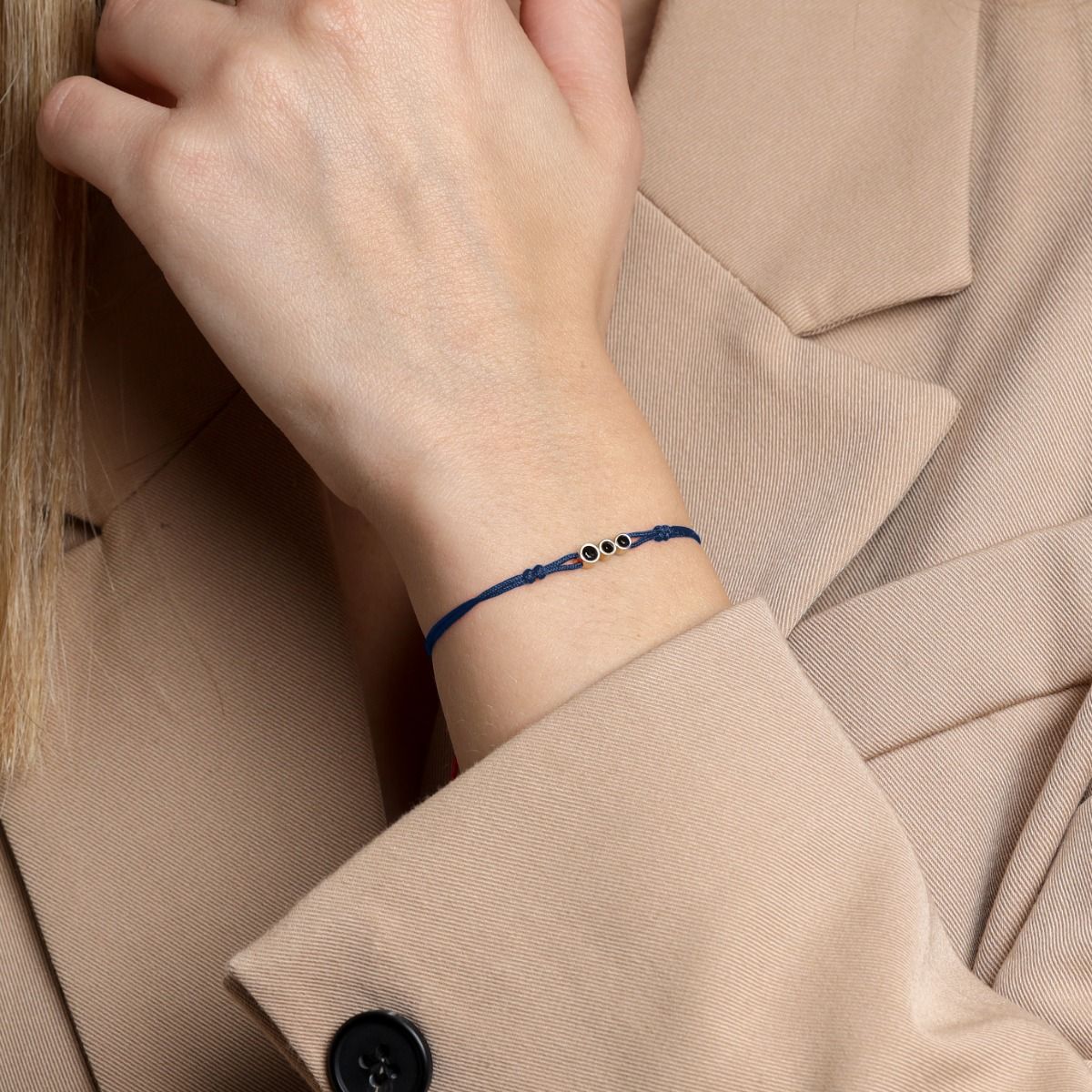 母の愛ブレスレット～ブルーストリング～［ブラックダイヤモンド／14Kゴールド］ -6