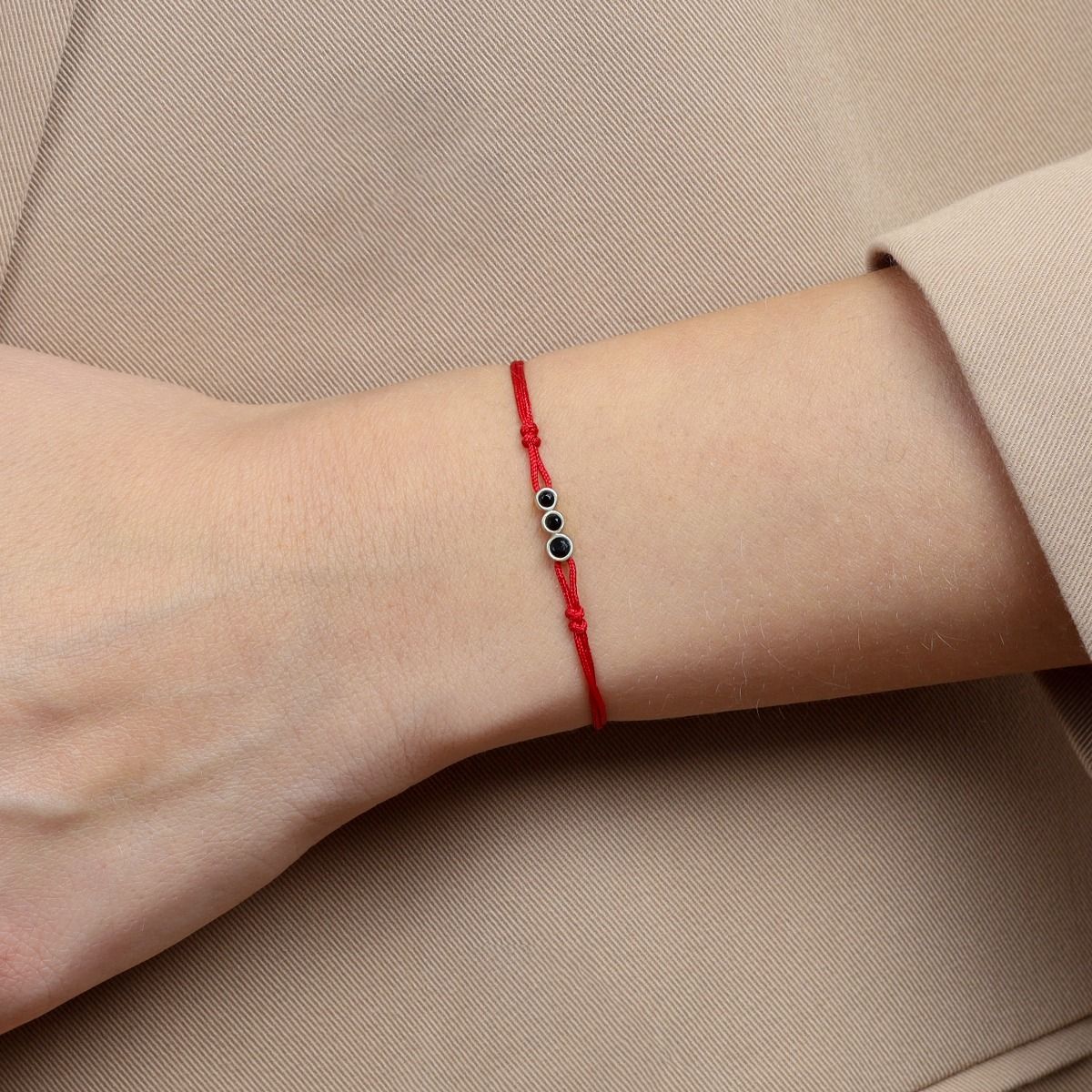 母の愛ブレスレット～レッドストリング～［ブラックダイヤモンド／14Kゴールド］-5