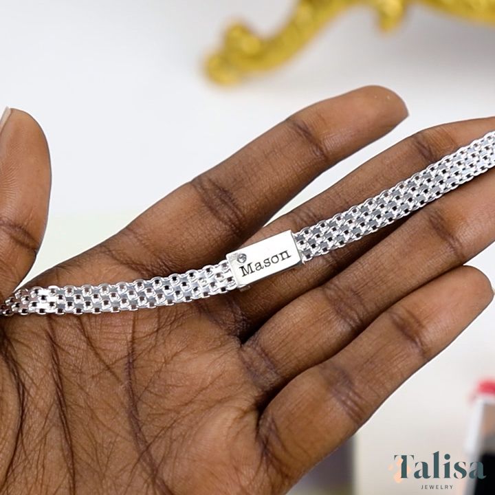 エマヘリンボーンダイヤモンド入りブレスレット［スターリングシルバー］