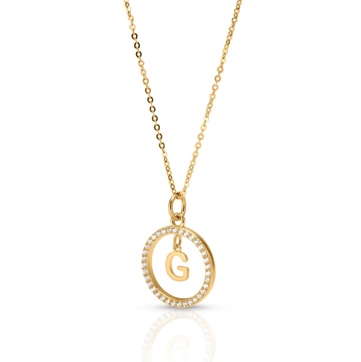 日食イニシャルクリスタルネックレス［１８Kゴールドメッキ］
