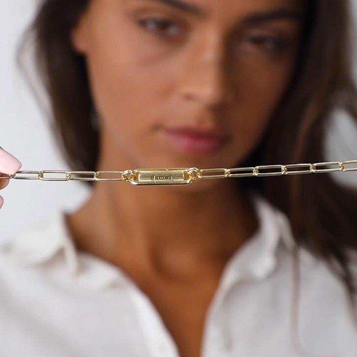 リンクチェーンバー刻印ブレスレット [１８Kゴールドヴェルメイユ]