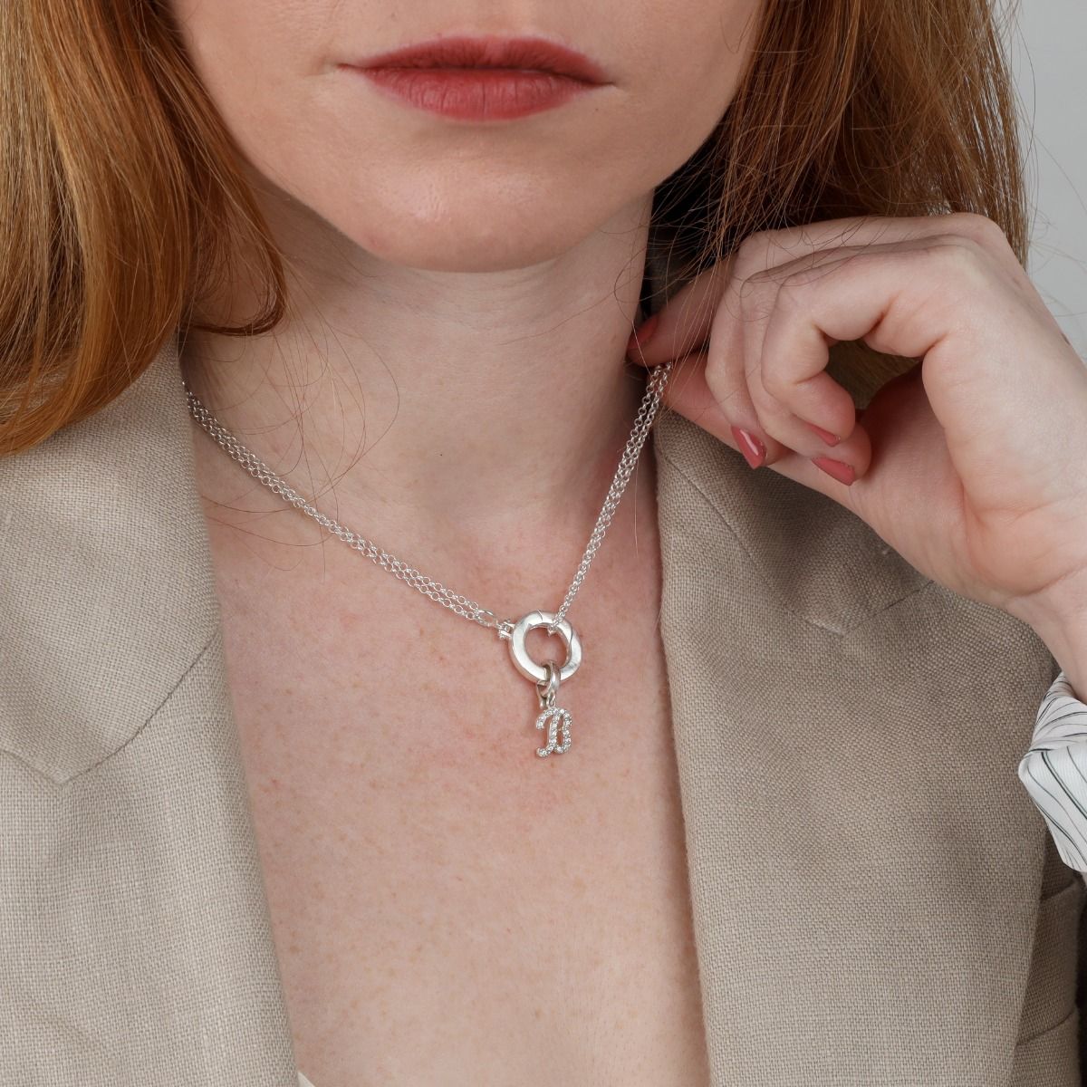 エマイニシャルクリスタル入れチャーム［スターリングシルバー］