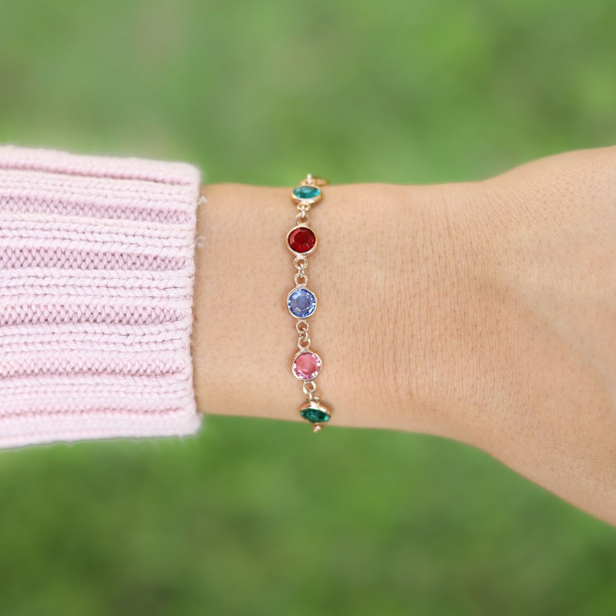 魔法のチャーム誕生石ブレスレット[ローズゴールドメッキ]