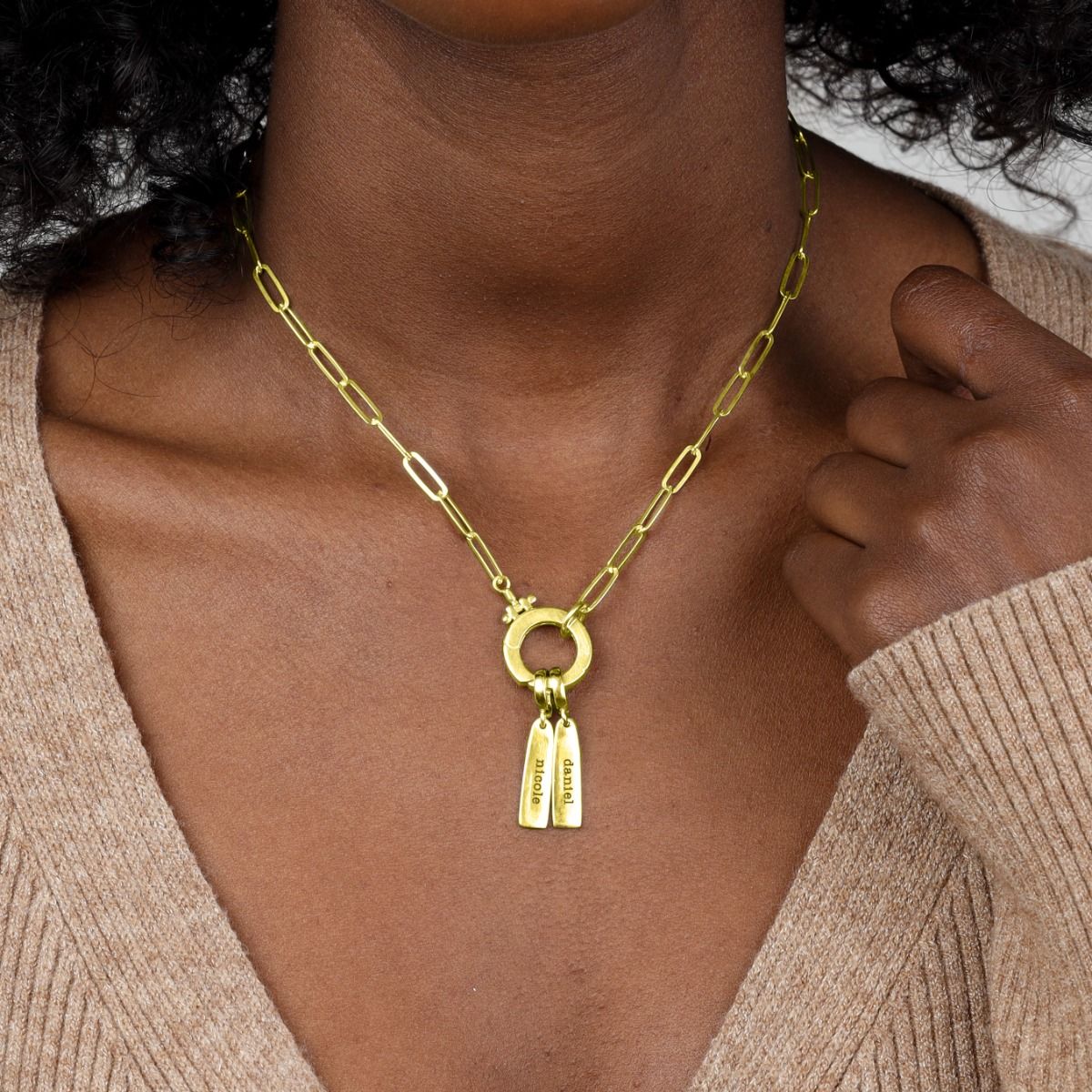 縦棒名入れチャーム［18Kゴールドメッキ］