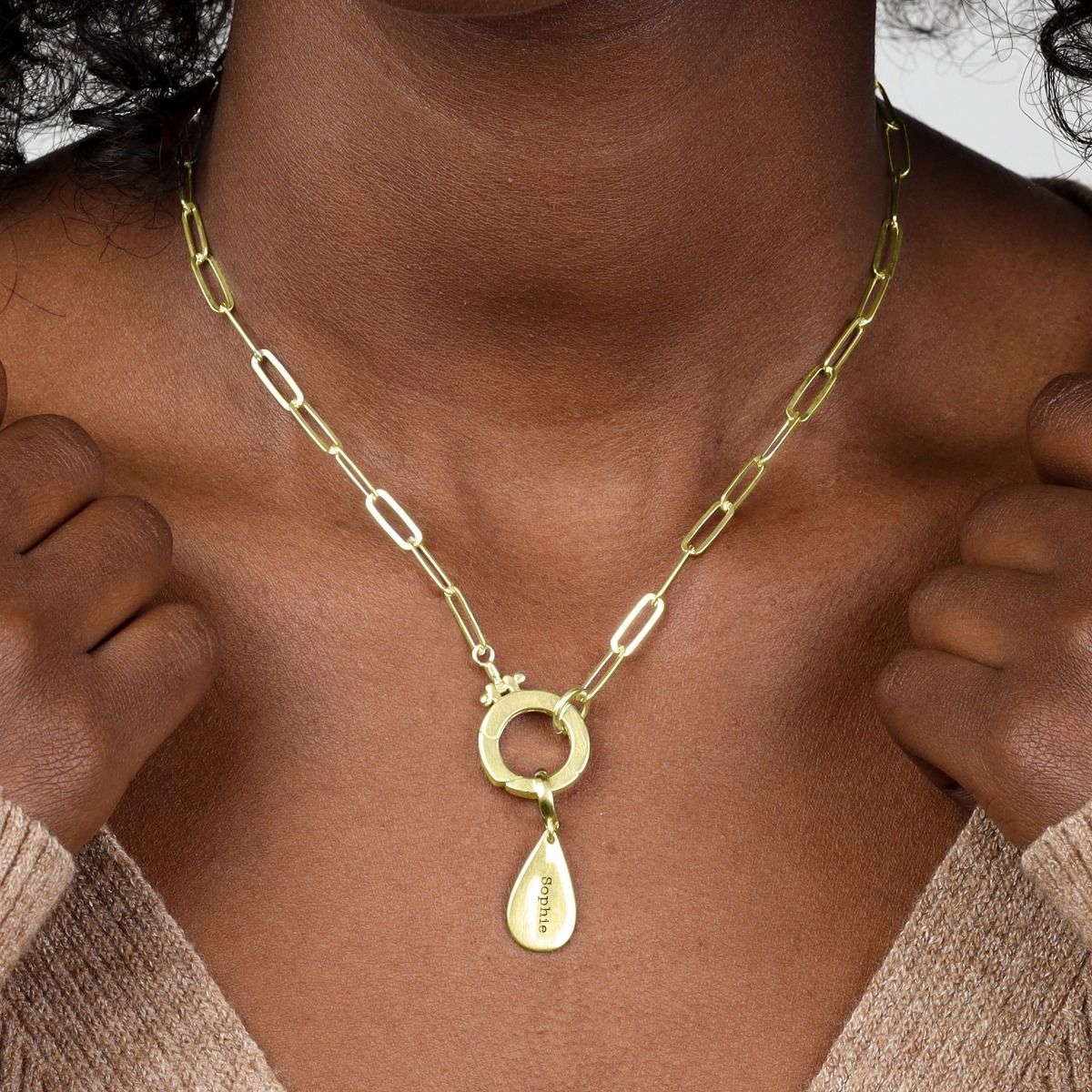 ラージドロップ名入れチャーム［18Kゴールドメッキ］