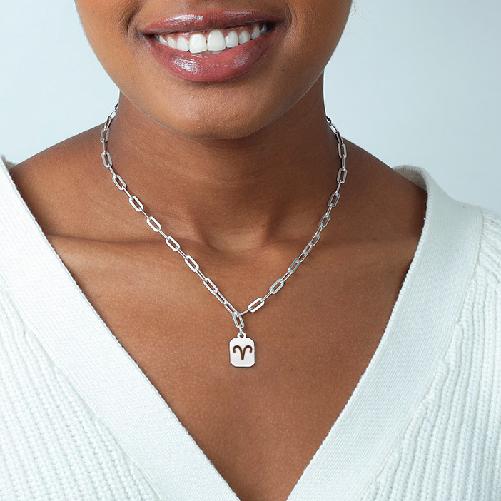 牡羊座・星座ペーパークリップ ネックレス [スターリングシルバー]