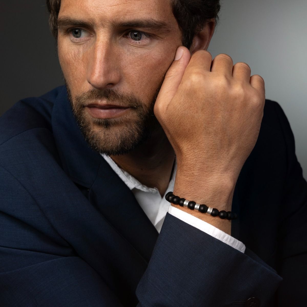 黒いオニクス名入れメンズブレスレット