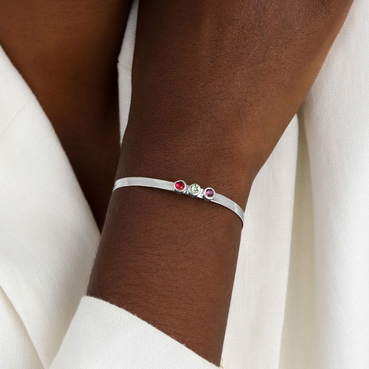 ヘリンボーン誕生石ブレスレット［スターリングシルバー］