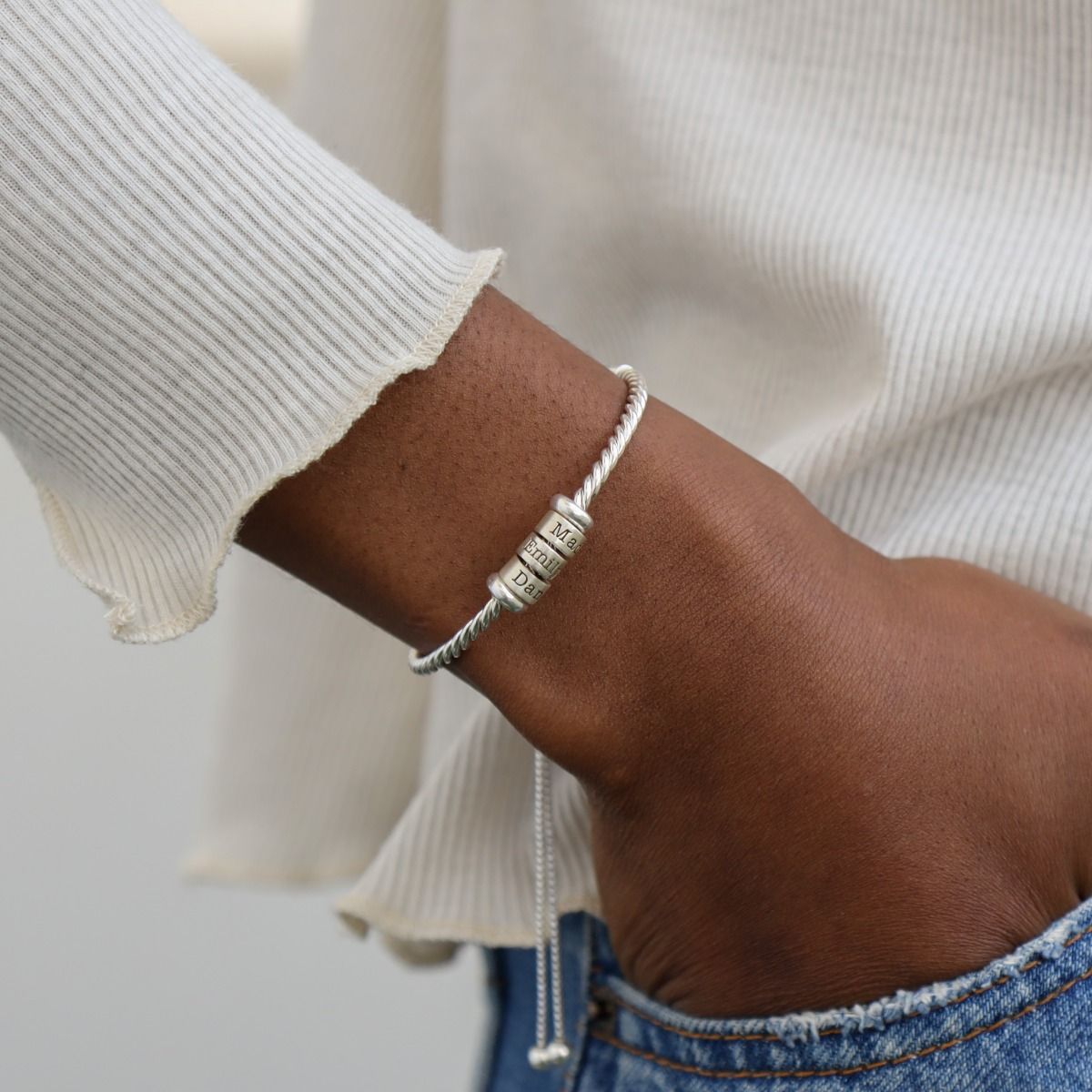 Bracelet for Women in Sterling Silver 925 and engraved charms with names