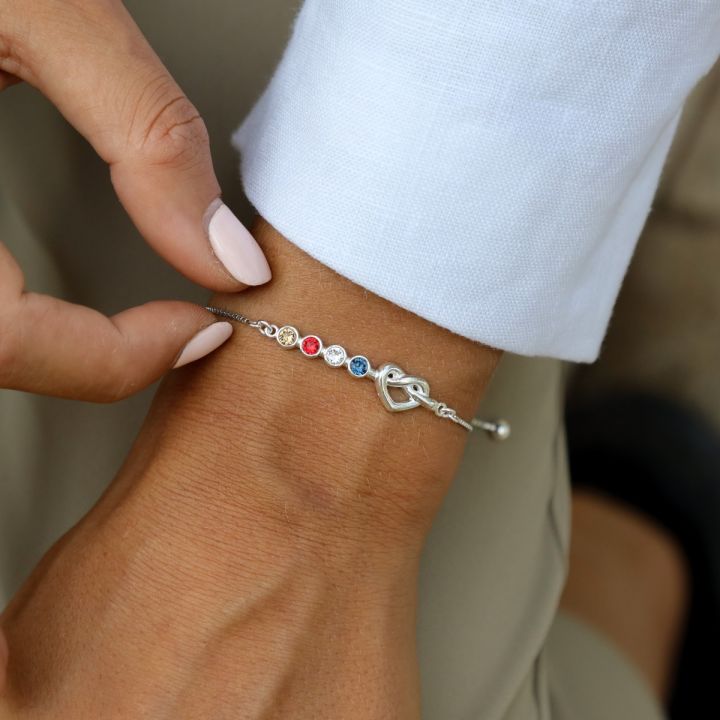 Ties of the Heart Birthstone Bracelet with Swarovski Crystals in Silver