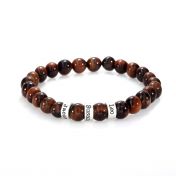Red Tiger Eye Bracelet  with 3 engraved sterling silver beads