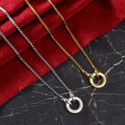 Circle  Name Necklace for Men in Silver and Gold with engraved names