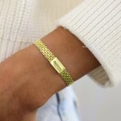 Herringbone Armband mit Gravur aus Gold Vermeil