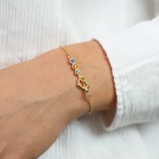 Gold Bracelet for Women with Swarovski crystals — 2 to 7 birthstones
