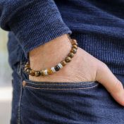 Men's Tiger Eye Bracelet with Names - Elastic Bracelet