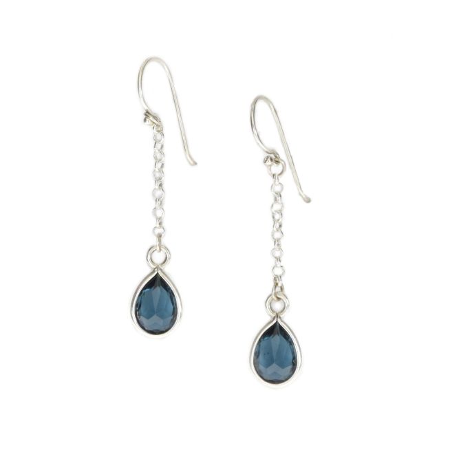 魔法の雨粒誕生石ドロップ留め イヤリング[スターリングシルバー]