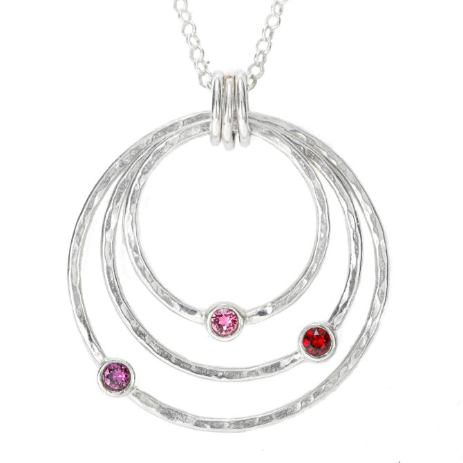 愛の世界誕生石ハンマーテクスチュア・ネックレス［スターリングシルバー］