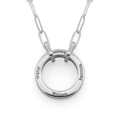 大家族サークルリンクチェーン名入れネックレス［スターリングシルバー］