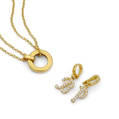 アナダブルレイヤーネックレス・イニシャルチャーム［１８Kゴールドヴェルメイユ］