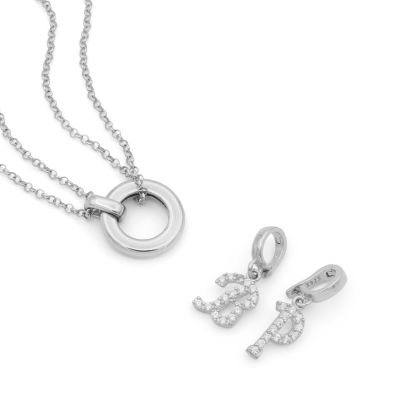 アナダブルレイヤーネックレス・イニシャルチャーム［スターリングシルバー］