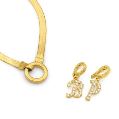 アリヤイニシャルヘリンボーンネックレス［18Kゴールドメッキ］