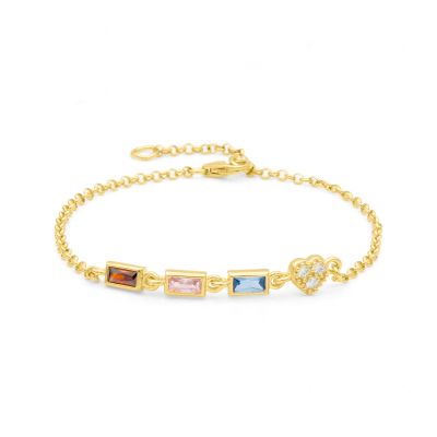 まばゆいハート誕生石ブレスレット［１８Kゴールドメッキ］