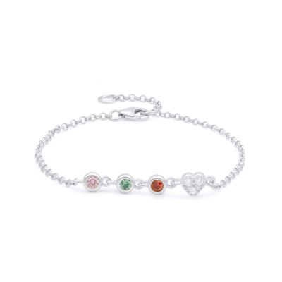 魔法のスターズ誕生石ハートブレスレット［スターリングシルバー］