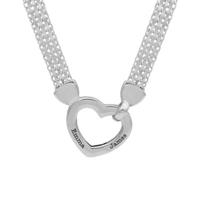 心の絆のミラノチェーン名入れネックレス［スターリングシルバー］