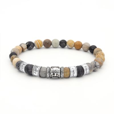 ファミリーツリー レディース名入れブレスレット・ ピカソジャスパー ストーン［スターリングシルバー］