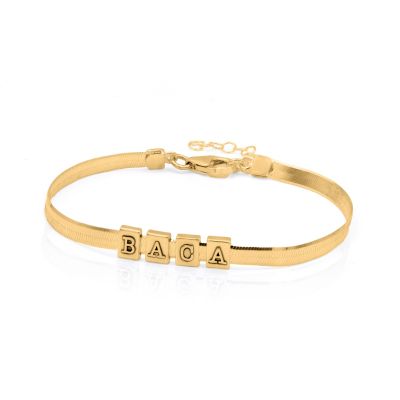 イニシャルシルエットヘリンボーン ブレスレット［１８Kゴールドメッキ］