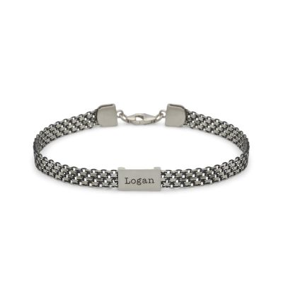 ミラン名入れブレスレット・暗いスターリングシルバー