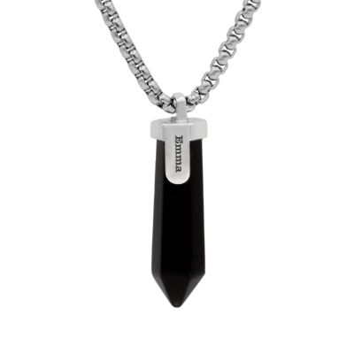 黒いオニクス名入れメンズネックレス[スターリングシルバー]