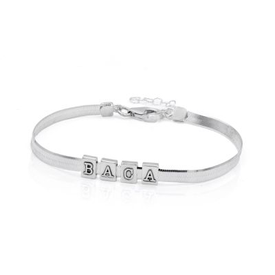 イニシャルシルエットヘリンボーン ブレスレット［スターリングシルバー］