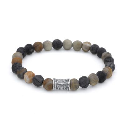 ピカソジャスパーコンパスメンズ名入れブレスレット