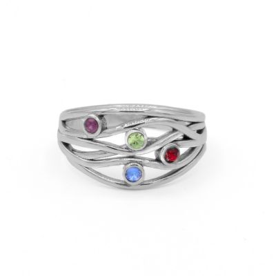 海の波誕生石リング[スターリングシルバー]