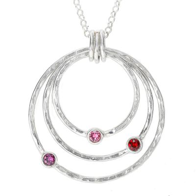 愛の世界誕生石ハンマーテクスチュア・ネックレス［スターリングシルバー］