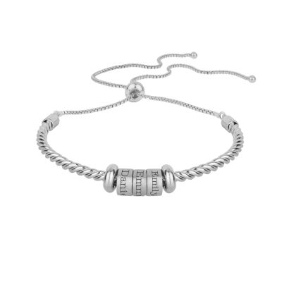 Tied Together Name Bracelet  with Sterling Silver Charms - Engraved names or dates