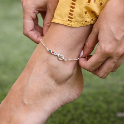 心の絆誕生石アンクレット[スターリングシルバー]