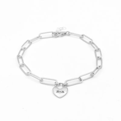 心の絆イニシャルペーパークリップブレスレット［スターリングシルバー］