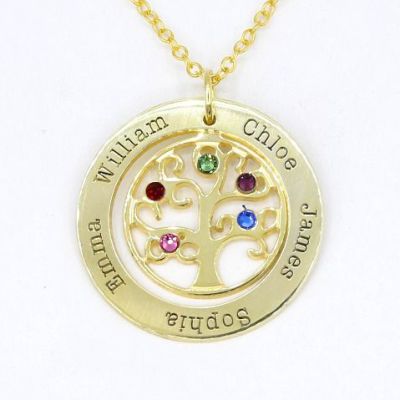 ツリーオブライフ 名入れ誕生石ネックレス [ゴールドメッキ]