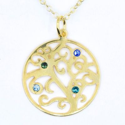 ツリーオブライフ 名入れ誕生石ネックレス [１８Kゴールドメッキ]