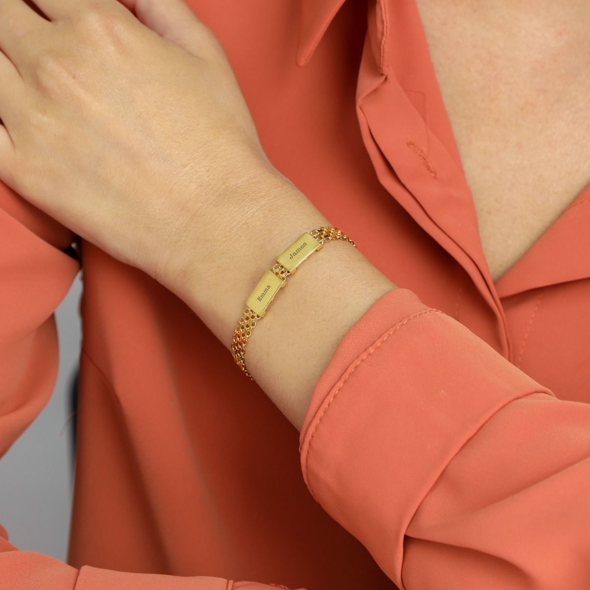 エマ【新品】AHKAHゴールド ブレスレット エマヘリンボーン名入れブレスレット［18Kゴールドメッキ］by Talisa