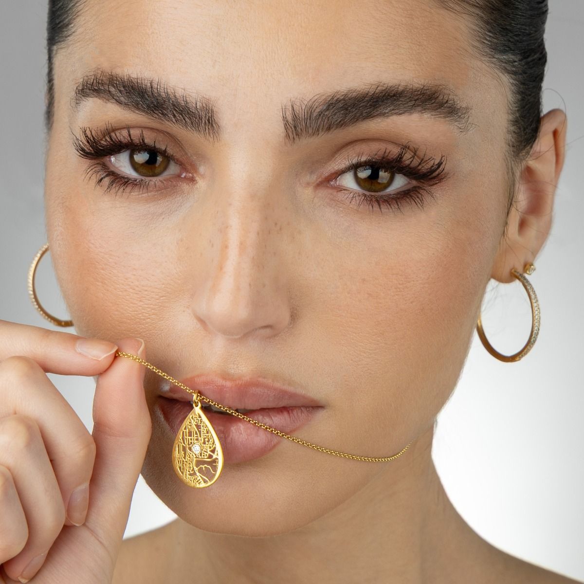 思い出の場所の地図ネックレス [18Kゴールドヴェルメイユ］