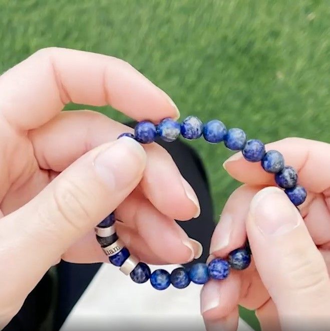 ラピスラズリレディース名入れブレスレット[スターリングシルバー 