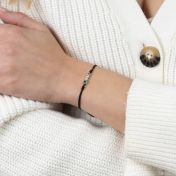 母の愛誕生石ブレスレット・黒いストリング［スターリングシルバー］