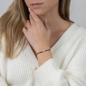 母の愛誕生石ブレスレット・黒いストリング［スターリングシルバー］