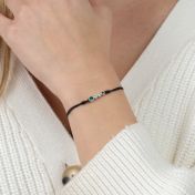 母の愛誕生石ブレスレット・黒いストリング［スターリングシルバー］