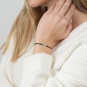 母の愛誕生石ブレスレット・黒いストリング［スターリングシルバー］