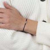 母の愛誕生石ブレスレット・青いストリング［スターリングシルバー］