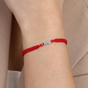 母の愛誕生石ブレスレット・幅広の赤いストリング［スターリングシルバー］